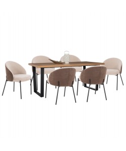 ΣΕΤ ΤΡΑΠΕΖΑΡΙΑΣ 7ΤΜΧ ASTORIA HM10933.02 MDF TOP--ΥΦΑΣΜΑ ΜΠΕΖ/ΚΑΦΕ & ΜΕΤΑΛΛΟ ΜΑΥΡΟ
