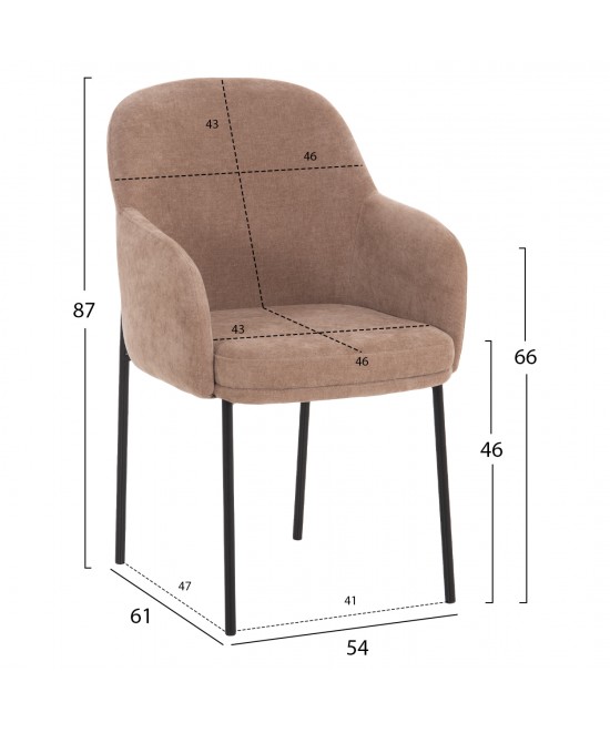 ΣΕΤ ΤΡΑΠΕΖΑΡΙΑΣ 7ΤΜΧ MANIDO HM10949.03 MDF TOP--ΥΦΑΣΜΑ TAUPE & ΜΕΤΑΛΛΟ ΜΑΥΡΟ