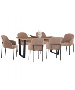 ΣΕΤ ΤΡΑΠΕΖΑΡΙΑΣ 7ΤΜΧ MANIDO HM10949.03 MDF TOP--ΥΦΑΣΜΑ TAUPE & ΜΕΤΑΛΛΟ ΜΑΥΡΟ