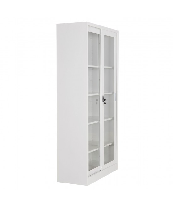 ΒΙΒΛΙΟΘΗΚΗ ΜΕ ΣΥΡΟΜΕΝΕΣ ΠΟΡΤΕΣ SIDER HM6632.02 ΜΕΤΑΛΛΙΚΗ ΛΕΥΚΗ 90x40x185Υεκ