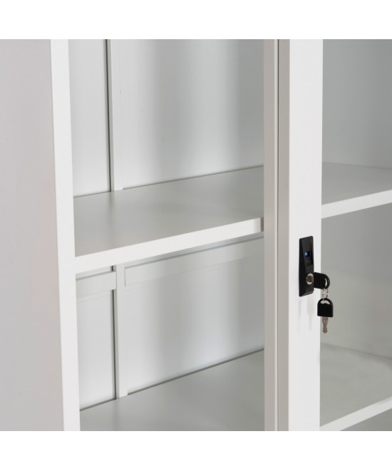 ΒΙΒΛΙΟΘΗΚΗ ΜΕ ΣΥΡΟΜΕΝΕΣ ΠΟΡΤΕΣ SIDER HM6632.02 ΜΕΤΑΛΛΙΚΗ ΛΕΥΚΗ 90x40x185Υεκ
