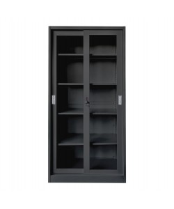 ΒΙΒΛΙΟΘΗΚΗ ΜΕ ΣΥΡΟΜΕΝΕΣ ΠΟΡΤΕΣ SIDER HM6632.01 ΜΕΤΑΛΛΙΚΗ ΜΑΥΡΗ 90x40x185Υεκ