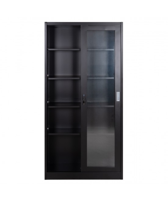 ΒΙΒΛΙΟΘΗΚΗ ΜΕ ΣΥΡΟΜΕΝΕΣ ΠΟΡΤΕΣ SIDER HM6632.01 ΜΕΤΑΛΛΙΚΗ ΜΑΥΡΗ 90x40x185Υεκ