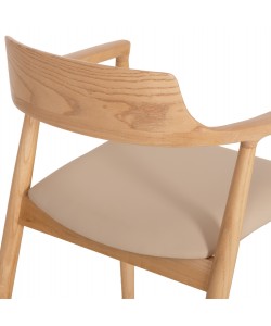 ΠΟΛΥΘΡΟΝΑ ΤΡΑΠΕΖΑΡΙΑΣ TARGA HM18336.11 RUBBERWOOD ΦΥΣΙΚΟ & PU ΕΚΡΟΥ 58x54x78Yεκ