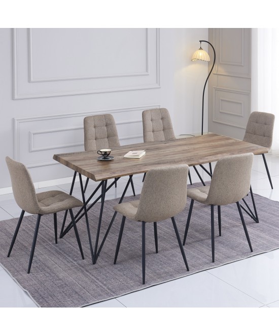 ΣΕΤ ΤΡΑΠΕΖΑΡΙΑΣ 7ΤΜΧ VIGOR HM21355 ΤΡΑΠΕΖΙ 180x90εκ ΜΕ 6 ΚΑΡΕΚΛΕΣ