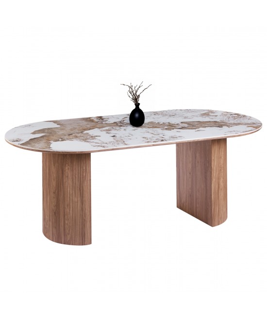 ΤΡΑΠΕΖΙ ΟΒΑΛ MARBLEX HM18428 ΚΕΡΑΜΙΚΟ TOP ΣΕ PANDORA--MDF ΠΟΔΙΑ 210x100x77Υεκ