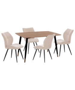 ΣΕΤ ΤΡΑΠΕΖΑΡΙΑΣ 5ΤΜΧ GAFF HM10847.02 MDF TOP ΦΥΣΙΚΟ--ΥΦΑΣΜΑ ΜΠΕΖ & ΜΕΤΑΛΛΟ ΜΑΥΡΟ