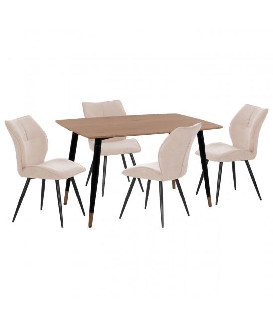 ΣΕΤ ΤΡΑΠΕΖΑΡΙΑΣ 5ΤΜΧ GAFF HM10847.02 MDF TOP ΦΥΣΙΚΟ--ΥΦΑΣΜΑ ΜΠΕΖ & ΜΕΤΑΛΛΟ ΜΑΥΡΟ