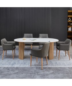 ΣΕΤ ΤΡΑΠΕΖΑΡΙΑΣ 7ΤΜΧ MELLOW HM21360 ΚΕΡΑΜΙΚΟ TOP/MDF ΠΟΔΙΑ--PU ΓΚΡΙ/ΜΕΤΑΛ.ΠΟΔΙΑ