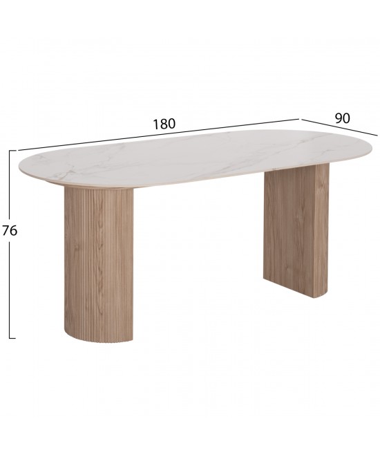 ΣΕΤ ΤΡΑΠΕΖΑΡΙΑΣ 7ΤΜΧ MELLOW HM21360 ΚΕΡΑΜΙΚΟ TOP/MDF ΠΟΔΙΑ--PU ΓΚΡΙ/ΜΕΤΑΛ.ΠΟΔΙΑ