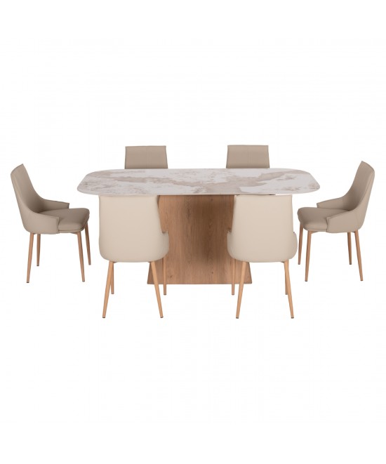 ΣΕΤ ΤΡΑΠΕΖΑΡΙΑΣ 7ΤΜΧ NORDU HM21359 ΚΕΡΑΜΙΚΟ TOP/MDF ΒΑΣΗ--PU ΚΡΕΜ/ΜΕΤΑΛ.ΠΟΔΙΑ