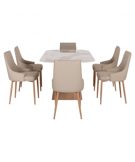 ΣΕΤ ΤΡΑΠΕΖΑΡΙΑΣ 7ΤΜΧ NORDU HM21359 ΚΕΡΑΜΙΚΟ TOP/MDF ΒΑΣΗ--PU ΚΡΕΜ/ΜΕΤΑΛ.ΠΟΔΙΑ