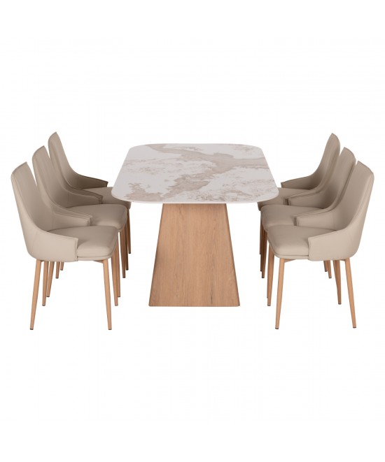 ΣΕΤ ΤΡΑΠΕΖΑΡΙΑΣ 7ΤΜΧ NORDU HM21359 ΚΕΡΑΜΙΚΟ TOP/MDF ΒΑΣΗ--PU ΚΡΕΜ/ΜΕΤΑΛ.ΠΟΔΙΑ