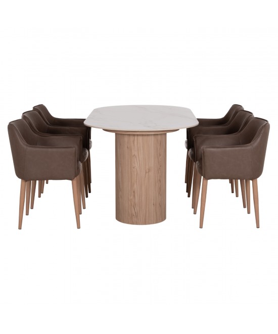 ΣΕΤ ΤΡΑΠΕΖΑΡΙΑΣ 7ΤΜΧ MELLOW HM21361 ΚΕΡΑΜΙΚΟ TOP/MDF ΠΟΔΙΑ--PU ΚΑΦΕ/ΜΕΤΑΛ.ΠΟΔΙΑ