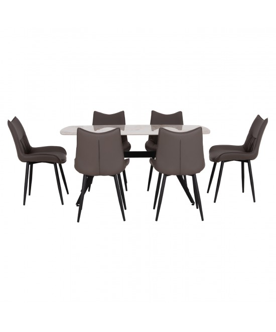 ΣΕΤ ΤΡΑΠΕΖΑΡΙΑΣ 7ΤΜΧ AIKA HM21364 ΚΕΡΑΜΙΚΟ TOP/ΜΕΤΑΛ. ΠΟΔΙΑ--PU ΓΚΡΙ/ΜΕΤΑΛ.ΠΟΔΙΑ