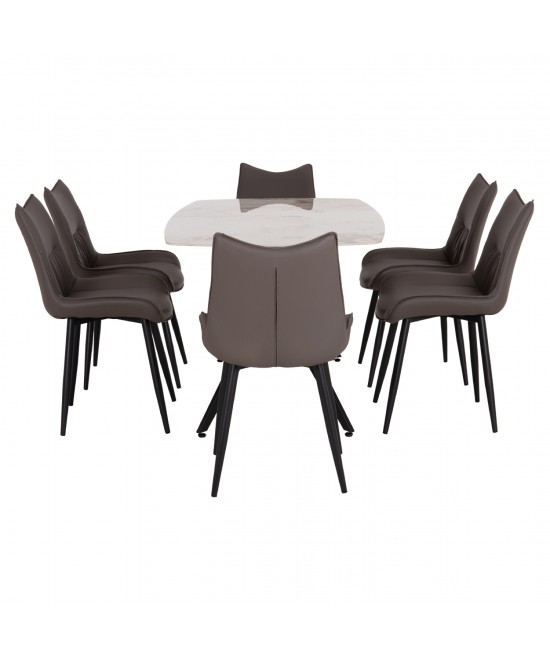 ΣΕΤ ΤΡΑΠΕΖΑΡΙΑΣ 7ΤΜΧ AIKA HM21364 ΚΕΡΑΜΙΚΟ TOP/ΜΕΤΑΛ. ΠΟΔΙΑ--PU ΓΚΡΙ/ΜΕΤΑΛ.ΠΟΔΙΑ