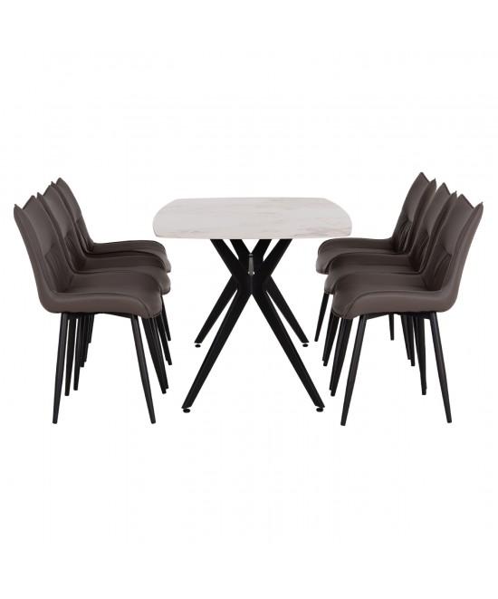 ΣΕΤ ΤΡΑΠΕΖΑΡΙΑΣ 7ΤΜΧ AIKA HM21364 ΚΕΡΑΜΙΚΟ TOP/ΜΕΤΑΛ. ΠΟΔΙΑ--PU ΓΚΡΙ/ΜΕΤΑΛ.ΠΟΔΙΑ