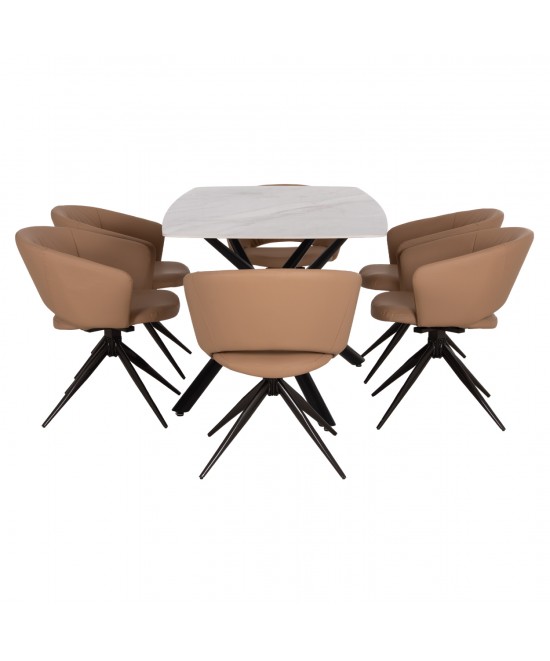 ΣΕΤ ΤΡΑΠΕΖΑΡΙΑΣ 7ΤΜΧ HANAE HM21365 ΚΕΡΑΜΙΚΟ TOP/ΜΕΤΑΛ. ΠΟΔΙΑ--PU ΜΟΚΑ/ΜΕΤΑΛ.ΠΟΔΙΑ