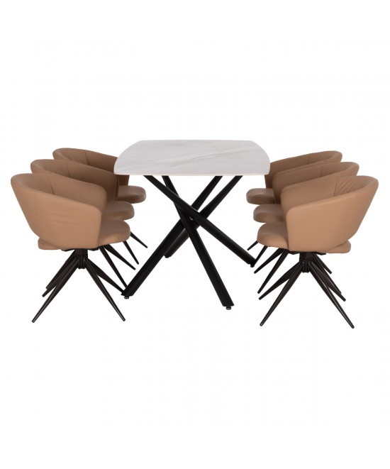 ΣΕΤ ΤΡΑΠΕΖΑΡΙΑΣ 7ΤΜΧ HANAE HM21365 ΚΕΡΑΜΙΚΟ TOP/ΜΕΤΑΛ. ΠΟΔΙΑ--PU ΜΟΚΑ/ΜΕΤΑΛ.ΠΟΔΙΑ