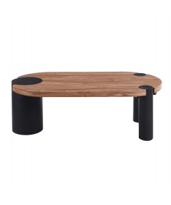 ΤΡΑΠΕΖΙ ΣΑΛΟΝΙΟΥ ΟΒΑΛ OVALON HM18433.05 MDF TOP ΚΑΡΥΔΙ-MDF ΠΟΔΙΑ ΜΑΥΡΑ 120x60x40Υεκ
