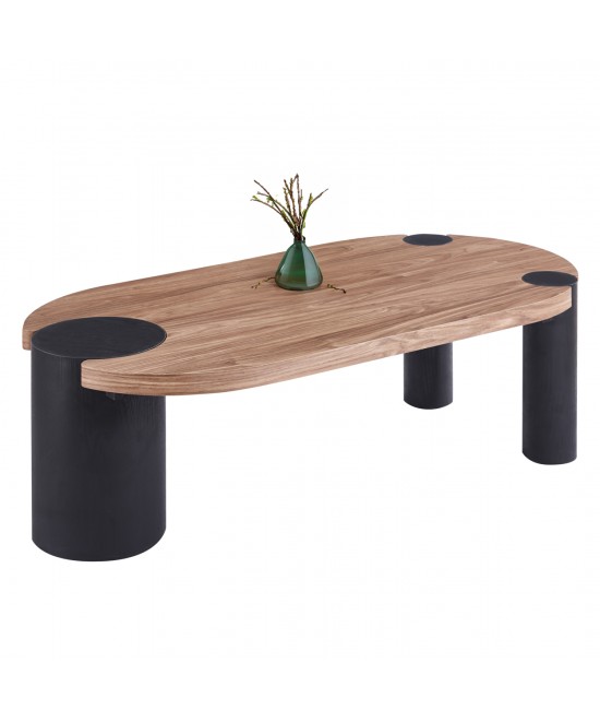 ΤΡΑΠΕΖΙ ΣΑΛΟΝΙΟΥ ΟΒΑΛ OVALON HM18433.05 MDF TOP ΚΑΡΥΔΙ-MDF ΠΟΔΙΑ ΜΑΥΡΑ 120x60x40Υεκ