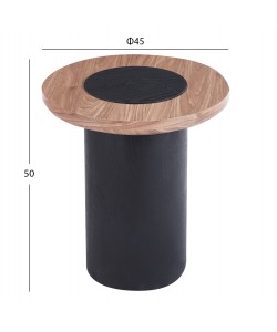 ΤΡΑΠΕΖΑΚΙ ΣΤΡΟΓΓΥΛΟ ΒΟΗΘΗΤΙKΟ OVALON HM18434.05 MDF TOP ΚΑΡΥΔΙ & ΒΑΣΗ ΜΑΥΡΗ Φ45x50Υεκ