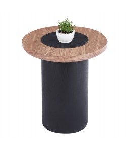 ΤΡΑΠΕΖΑΚΙ ΣΤΡΟΓΓΥΛΟ ΒΟΗΘΗΤΙKΟ OVALON HM18434.05 MDF TOP ΚΑΡΥΔΙ & ΒΑΣΗ ΜΑΥΡΗ Φ45x50Υεκ