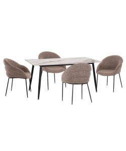 ΣΕΤ ΤΡΑΠΕΖΑΡΙΑΣ 5ΤΜΧ DRENNY HM10952.03 ΚΕΡΑΜΙΚΟ TOP--ΥΦΑΣΜΑ TAUPE & ΜΕΤΑΛ.ΠΟΔΙΑ