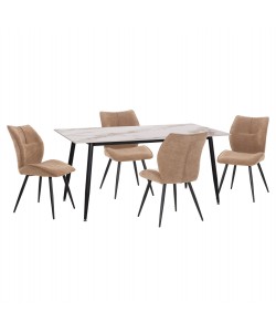ΣΕΤ ΤΡΑΠΕΖΑΡΙΑΣ 5ΤΜΧ GAFF HM10953.03 ΚΕΡΑΜΙΚΟ TOP--ΥΦΑΣΜΑ TAUPE & ΜΕΤΑΛ.ΠΟΔΙΑ ΜΑΥΡΑ