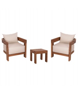 LOUNGE ΣΕΤ KIOTO HM10960 ΤΡΑΠΕΖΑΚΙ & 2 ΠΟΛΥΘΡΟΝΕΣ--ΞΥΛΟ TEAK--ΜΠΕΖ ΜΑΞΙΛΑΡΙΑ