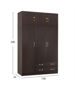 ΝΤΟΥΛΑΠΑ 3ΦΥΛΛΗ ΜΕ ΠΑΤΑΡΙ CARLY HM10891.01 ΜΕΛΑΜΙΝΗ ΣΕ ZEBRANO 150X55Χ240Υεκ.