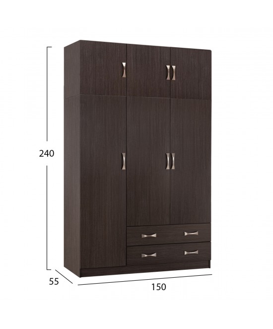 ΝΤΟΥΛΑΠΑ 3ΦΥΛΛΗ ΜΕ ΠΑΤΑΡΙ CARLY HM10891.01 ΜΕΛΑΜΙΝΗ ΣΕ ZEBRANO 150X55Χ240Υεκ.