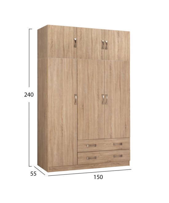 ΝΤΟΥΛΑΠΑ 3ΦΥΛΛΗ ΜΕ ΠΑΤΑΡΙ CARLY HM10891.02 ΜΕΛΑΜΙΝΗ ΣΕ SONAMA 150X55Χ240Υεκ.
