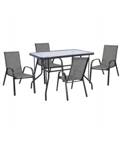 ΣΕΤ ΤΡΑΠΕΖΑΡΙΑΣ 5ΤΜΧ ADAM HM10897.01 ΤΡΑΠΕΖΙ 110x60εκ & 4 ΠΟΛΥΘΡΟΝΕΣ--ΓΚΡΙ