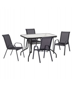 ΣΕΤ ΤΡΑΠΕΖΑΡΙΑΣ 5ΤΜΧ ADAM HM10897.03 ΤΡΑΠΕΖΙ 110x60εκ & 4 ΠΟΛΥΘΡΟΝΕΣ--ΜΑΥΡΟ