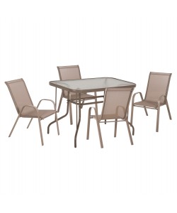 ΣΕΤ ΤΡΑΠΕΖΑΡΙΑΣ 5ΤΜΧ ADAM HM10897.04 ΤΡΑΠΕΖΙ 110x60εκ & 4 ΠΟΛΥΘΡΟΝΕΣ--ΣΑΜΠΑΝΙ