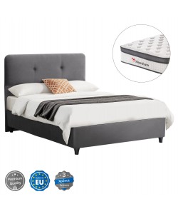ΚΡΕΒΑΤΙ DOLORES ΜΕ ΣΤΡΩΜΑ HM10746.01 ΓΚΡΙ ΒΕΛΟΥΔΟ--ΓΙΑ 120x200εκ
