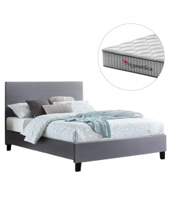 ΚΡΕΒΑΤΙ ΜΕ ΣΤΡΩΜΑ BECCA HM10760.02 ΓΚΡΙ ΥΦΑΣΜΑ--ΓΙΑ 150x200εκ