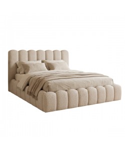 ΚΡΕΒΑΤΙ ΔΙΠΛΟ MARIUS HM759.03 ΜΠΕΖ CHENILLE ΥΦΑΣΜΑ-- ΓΙΑ ΣΤΡΩΜΑ 160x200εκ