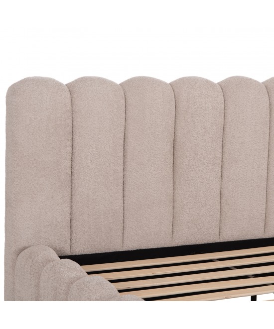 ΚΡΕΒΑΤΙ ΔΙΠΛΟ MARIUS HM759.03 ΜΠΕΖ CHENILLE ΥΦΑΣΜΑ-- ΓΙΑ ΣΤΡΩΜΑ 160x200εκ