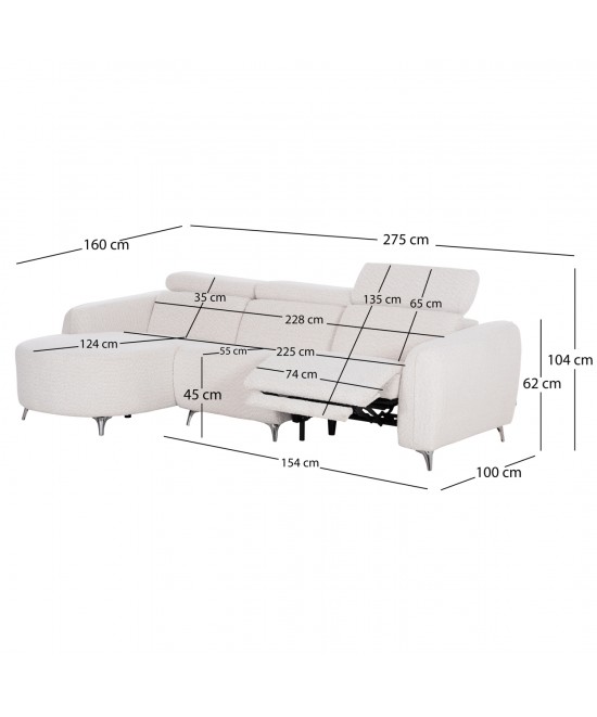 ΚΑΝΑΠΕΣ ΑΡΙΣΤΕΡΗ ΓΩΝΙΑ 3Θ ΜΕ RECLINE VALENTE HM3317.02L ΜΠΕΖ ΥΦΑΣΜΑ 275x160x104Yεκ ΚΑΝΑΠΕΣ ΑΡΙΣΤΕΡΗ ΓΩΝΙΑ 3Θ ΜΕ RECLINE VALENTE HM3317.02L ΜΠΕΖ ΥΦΑΣΜΑ 275x160x104Yεκ