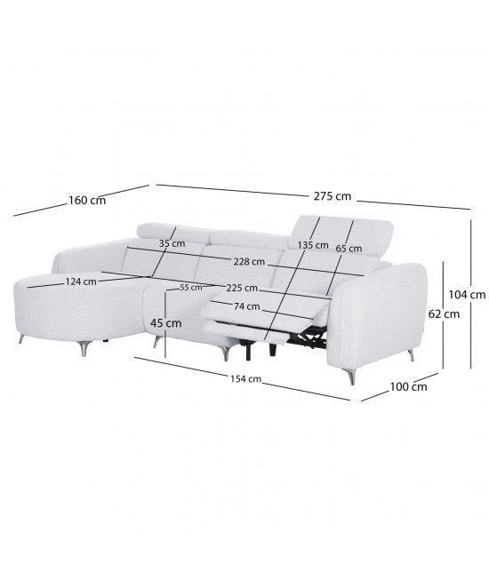 ΚΑΝΑΠΕΣ ΑΡΙΣΤΕΡΗ ΓΩΝΙΑ 3Θ ΜΕ RECLINE VALENTE HM3317.01L ΑΝΟΙΧΤΟ ΓΚΡΙ ΥΦΑΣΜΑ 275x160x104Yεκ ΚΑΝΑΠΕΣ ΑΡΙΣΤΕΡΗ ΓΩΝΙΑ 3Θ ΜΕ RECLINE VALENTE HM3317.01L ΑΝΟΙΧΤΟ ΓΚΡΙ ΥΦΑΣΜΑ 275x160x104Yεκ