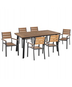 ΣΕΤ ΤΡΑΠΕΖΑΡΙΑΣ TABER HM21198 ΤΡΑΠΕΖΙ & 6 ΠΟΛΥΘΡΟΝΕΣ-ΑΛΟΥΜΙΝΙΟ & POLYWOOD-ΑΝΘΡΑΚΙ