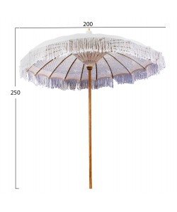 ΟΜΠΡΕΛΑ ΜΠΑΛΙΝΕΖΙΚΗ ΜΑΚΡΑΜΕ ΜΠΕΖ ΞΥΛO TEAK Φ200X250εκ. HM6035.91