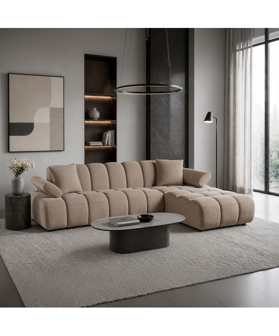 Καναπές Bubble σε μόκα ύφασμα (αριστερή γωνία) 273 x 195 x 80