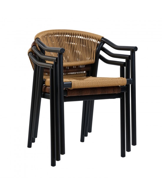 Πολυθρόνα ALOHA-TX φυσικό με μαύρο σκελετό 55.5 x 60.5 x 77.5