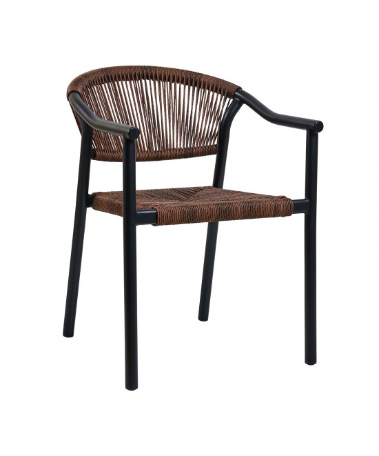 Πολυθρόνα ALOHA καφέ με μαύρο σκελετό 55.5 x 60.5 x 77.5