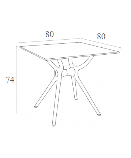 AIR ΤΡΑΠΕΖΙ 80Χ80Χ74εκ. WHITE LAMINATE 12mm