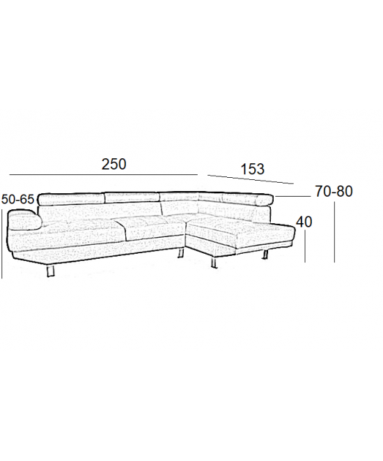 CORNER GREY ΥΦΑΣΜΑ ΑΡΙΣΤΕΡΗ ΓΩΝΙΑ 250X153X80εκ.