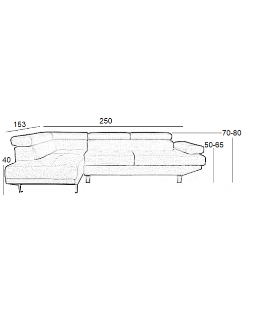 CORNER GREY ΥΦΑΣΜΑ ΔΕΞΙΑ ΓΩΝΙΑ 250X153X80εκ.